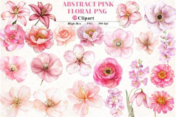 Abstract pink flower clipart set with various floral designs in pink palette for modern feminine — Flower Clipart Picks