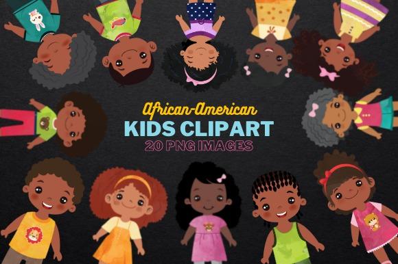 African American Kids Clipart Picks showing diverse hand-drawn Black children in colorful clothes in Kids Clipart Picks