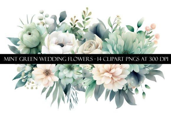 Mint green wedding flower clipart with soft watercolor floral elements in a fresh botanical palette — Flower Clipart Picks