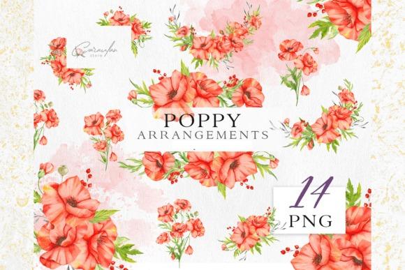 Red watercolor flower clipart bouquets with transparent backgrounds for invitations and stationery