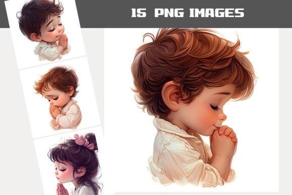 Kids Clipart Picks showing praying children in cartoon style with transparent backgrounds