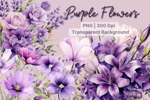 Purple Flowers Watercolor Flower Clipart with lavender, violet, plum tones for floral crafts and — Flower Clipart Picks