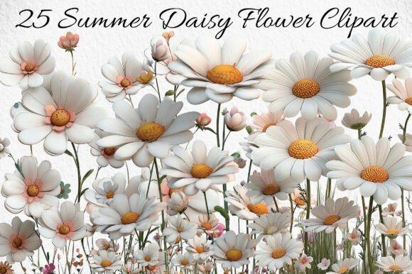 Flower Clipart Picks featuring summer daisy flowers with white petals and yellow centers in a bright, casual style