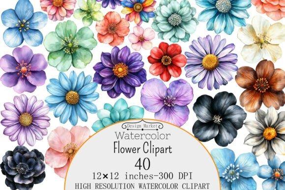 Watercolor flower clipart collection with various colorful floral designs for crafts and printables — Flower Clipart Picks