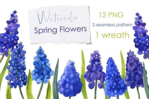 Blue watercolor flower clipart with transparent background for spring and Easter-themed stationery